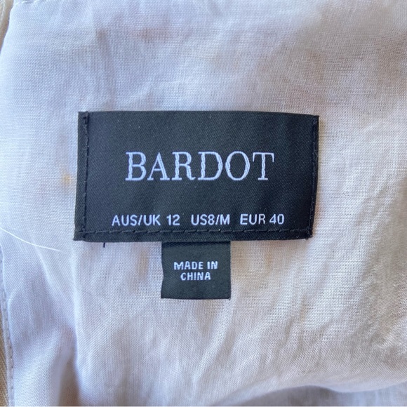 BARDOT Printed Broderie Long Sleeve Mini Dress in Tan Paisley - Picture 12 of 13